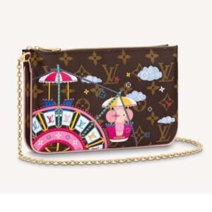Louis Vuitton LV Women Double Zip Pochette in Monogram Coated Canvas | AlmaBagz