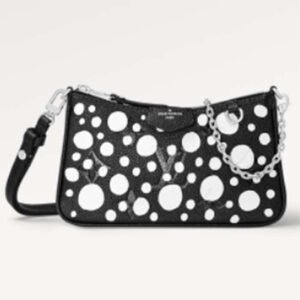 Louis Vuitton LV Women Easy Pouch On Strap Black White Embossed Grained Monogram Cowhide | AlmaBagz