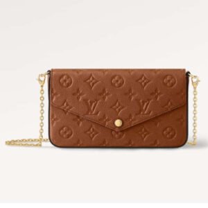Louis Vuitton LV Women Félicie Pochette Brown Monogram Empreinte Embossed Supple Grained Cowhide | AlmaBagz