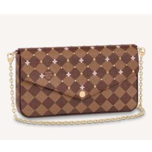 Louis Vuitton LV Women Félicie Pochette Damier Ebene Coated Canvas Pink Monogram Flowers | AlmaBagz
