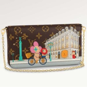 Louis Vuitton LV Women Félicie Pochette Pink Brown Monogram Coated Canvas | AlmaBagz