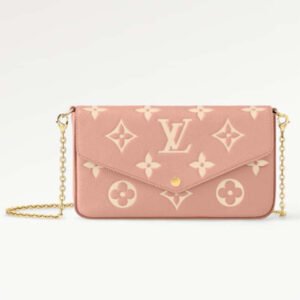Louis Vuitton LV Women Félicie Pochette Pink Cream Monogram Empreinte Embossed Supple Grained Cowhide | AlmaBagz