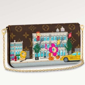 Louis Vuitton LV Women Félicie Pochette Yellow Brown Monogram Coated Canvas | AlmaBagz