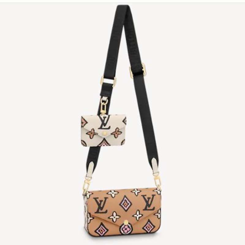 Louis Vuitton LV Women Félicie Strap Go Pochette Arizona Beige Crème Monogram Coated Canvas | AlmaBagz