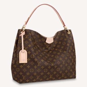 Louis Vuitton LV Women Graceful MM Hobo Classic Beige Monogram Coated Canvas | AlmaBagz