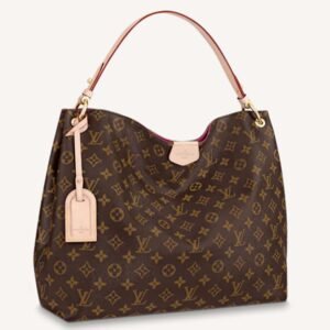 Louis Vuitton LV Women Graceful MM Hobo Classic Beige Monogram Coated Canvas | AlmaBagz