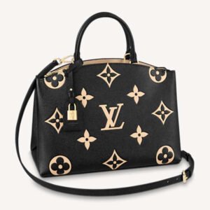 Louis Vuitton LV Women Grand Palais Tote Bag Black Monogram Embossed Grained Cowhide | AlmaBagz