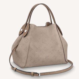 Louis Vuitton LV Women Hina PM Bucket Bag Gray Mahina Perforated Calf | AlmaBagz