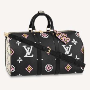 Louis Vuitton LV Women Keepall Bandoulière 45 Bag Black Cabin Size Monogram Coated Canvas | AlmaBagz