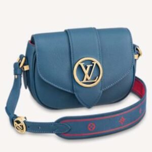 Louis Vuitton LV Women LV Pont 9 Soft MM Handbag Bleu Général Rouge Grained Calfskin | AlmaBagz