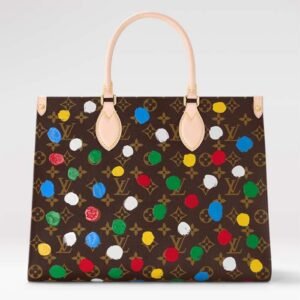 Louis Vuitton LV Women LV x YK OnTheGo MM Monogram Coated Canvas 3D Painted Dots Print | AlmaBagz