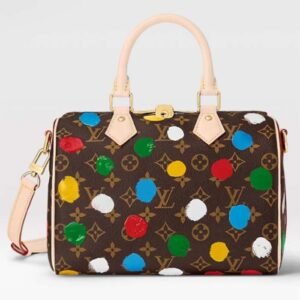 Louis Vuitton LV Women LV x YK Speedy Bandoulière 25 Monogram Coated Canvas 3D Painted Dots Print | AlmaBagz