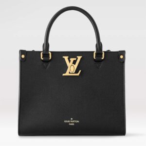 Louis Vuitton LV Women Lock Go Black Grained Calf Leather Microfiber Lining | AlmaBagz