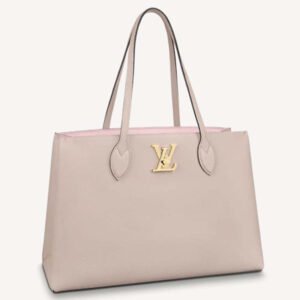 Louis Vuitton LV Women Lockme Shopper Beige Greige Grained Calf Leather | AlmaBagz