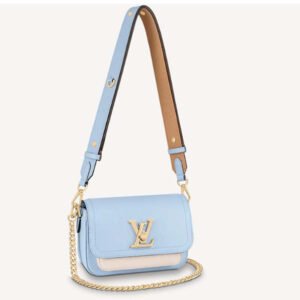 Louis Vuitton LV Women Lockme Tender Bleu Nuage Blue Grained Calf Leather | AlmaBagz