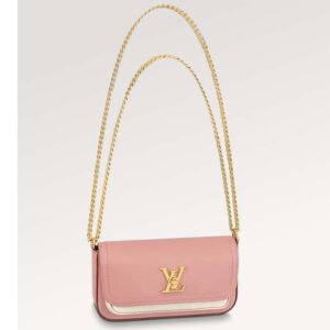Louis Vuitton LV Women Lockme Tender Pochette Trianon Pink Quartz White Grained Calf | AlmaBagz