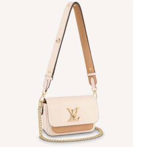 Louis Vuitton LV Women Lockme Tender Quartz White Grained Calf Leather | AlmaBagz