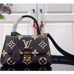 Louis Vuitton LV Women Madeleine BB Handbag Black Beige Embossed Grained Cowhide Leather | AlmaBagz