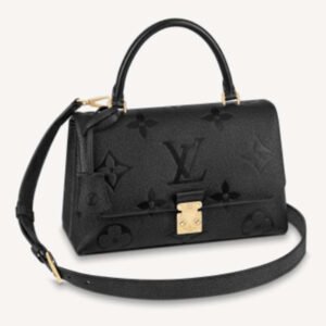 Louis Vuitton LV Women Madeleine MM Handbag Black Embossed Grained Cowhide Leather | AlmaBagz