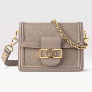 Louis Vuitton LV Women Mini Dauphine Handbag Poivre Brown Epi Grained Cowhide Leather | AlmaBagz