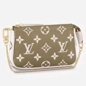 Louis Vuitton LV Women Mini Pochette Accessoires Green Monogram Empreinte Embossed Supple Grained Cowhide | AlmaBagz