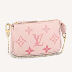 Louis Vuitton LV Women Mini Pochette Accessoires Pink Monogram Empreinte Embossed Supple Grained Cowhide | AlmaBagz