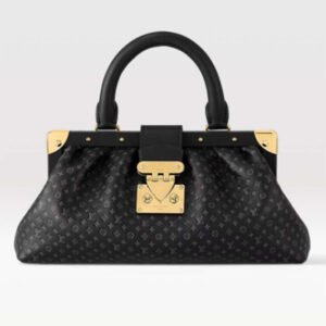 Louis Vuitton LV Women Monogram Clutch Black Calfskin Leather S-Lock | AlmaBagz