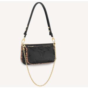Louis Vuitton LV Women Multi Pochette Accessoires Black Embossed Supple Grained Cowhide Leather | AlmaBagz