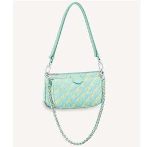 Louis Vuitton LV Women Multi Pochette Accessoires Green Sprayed Embossed Grained Cowhide | AlmaBagz