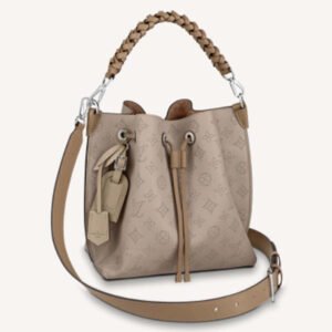 Louis Vuitton LV Women Muria Bucket Bag Galet Gray Mahina Perforated Calf Leather | AlmaBagz