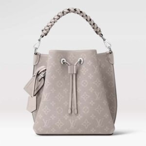 Louis Vuitton LV Women Muria Bucket Bag Gray Mahina Perforated Calfskin Leather | AlmaBagz
