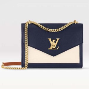 Louis Vuitton LV Women Mylockme Chain Bag Navy Blue Grained Calf Leather | AlmaBagz