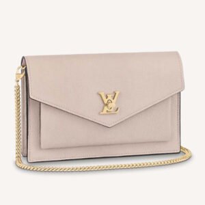 Louis Vuitton LV Women Mylockme Chain Pochette Greige Beige Calf Leather | AlmaBagz