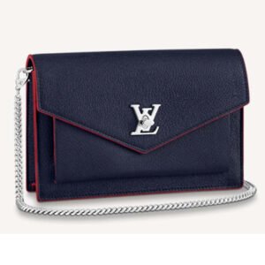 Louis Vuitton LV Women Mylockme Chain Pochette Navy Soft Grained Calfskin | AlmaBagz