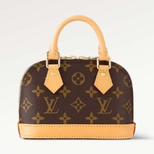Louis Vuitton LV Women Nano Alma Handbag Monogram Coated Canvas Natural Cowhide Leather | AlmaBagz