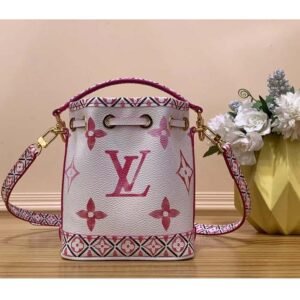 Louis Vuitton LV Women Nano Noé Bucket Bag Pink Monogram Coated Canvas | AlmaBagz