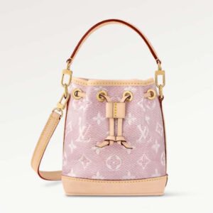 Louis Vuitton LV Women Nano Noé Bucket Bag Pink Monogram Coated Canvas Cowhide Leather | AlmaBagz