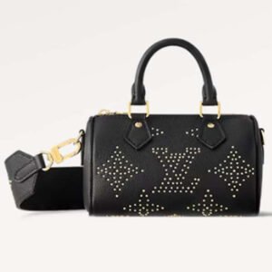 Louis Vuitton LV Women Nano Speedy Bag Black Monogram Empreinte Grained Cowhide Leather | AlmaBagz