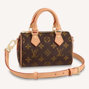 Louis Vuitton LV Women Nano Speedy Bag Brown Monogram Coated Canvas Cowhide | AlmaBagz