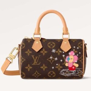 Louis Vuitton LV Women Nano Speedy Bag Pink Monogram Coated Canvas Cowhide Leather | AlmaBagz