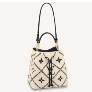 Louis Vuitton LV Women NéoNoé MM Bucket Bag Beige Embroidered Embossed Grained Cowhide | AlmaBagz