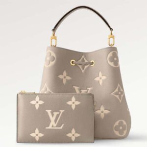 Louis Vuitton LV Women NéoNoé MM Bucket Bag Tourterelle Gray Cream Embossed Grained Cowhide Leather | AlmaBagz