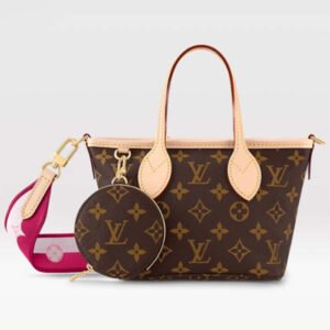 Louis Vuitton LV Women Neverfull BB Peony Pink Monogram Coated Canvas Natural Cowhide Leather | AlmaBagz
