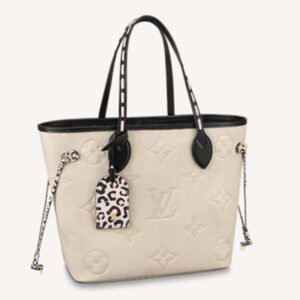 Louis Vuitton LV Women Neverfull MM Tote Bag Wild at Heart Cream Embossed Supple Grained Cowhide | AlmaBagz