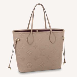 Louis Vuitton LV Women Neverfull MM Tote Beige Embossed Cowhide Leather | AlmaBagz