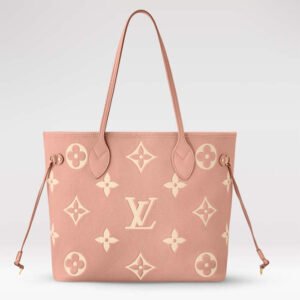 Louis Vuitton LV Women Neverfull MM Tote Cream Monogram Coated Canvas Cowhide Leather | AlmaBagz