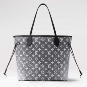 Louis Vuitton LV Women Neverfull MM Tote Gray Denim Textile Jacquard | AlmaBagz