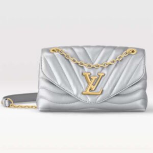 Louis Vuitton LV Women New Wave Chain Bag MM Metallic Gray Quilted Cowhide Leather | AlmaBagz