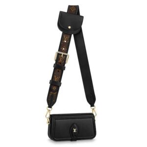 Louis Vuitton LV Women Officier Pouch Black Cowhide Leather Monogram-Canvas | AlmaBagz