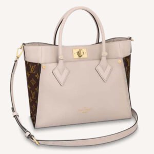 Louis Vuitton LV Women On My Side MM Tote Greige Calfskin Monogram Canvas | AlmaBagz